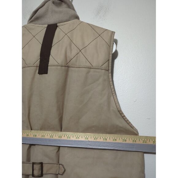 We The Free Womens Insulated Waxed Cotton Vest Beige Cord Trim Button Sz Medium - Picture 6 of 10